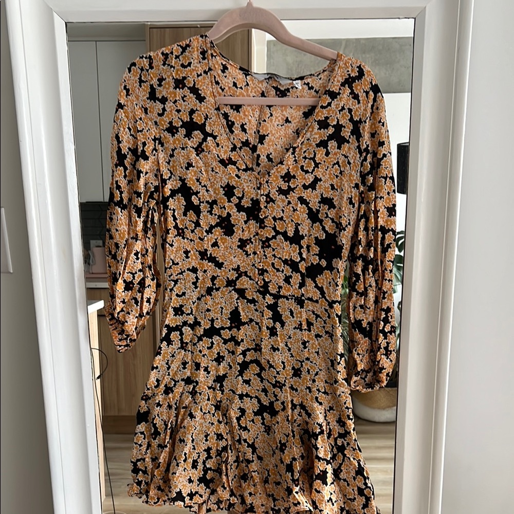 Floral Black and Yellow Dress